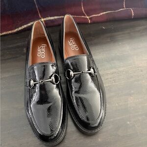 Franco Sarto Cason Horsebit Black Patent Leather Loafers size 9, worn once!